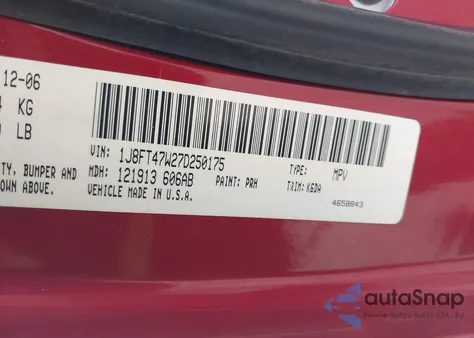 2007 Jeep Compass Sport from USA, damaged, VIN 1J8FT47W27D250175